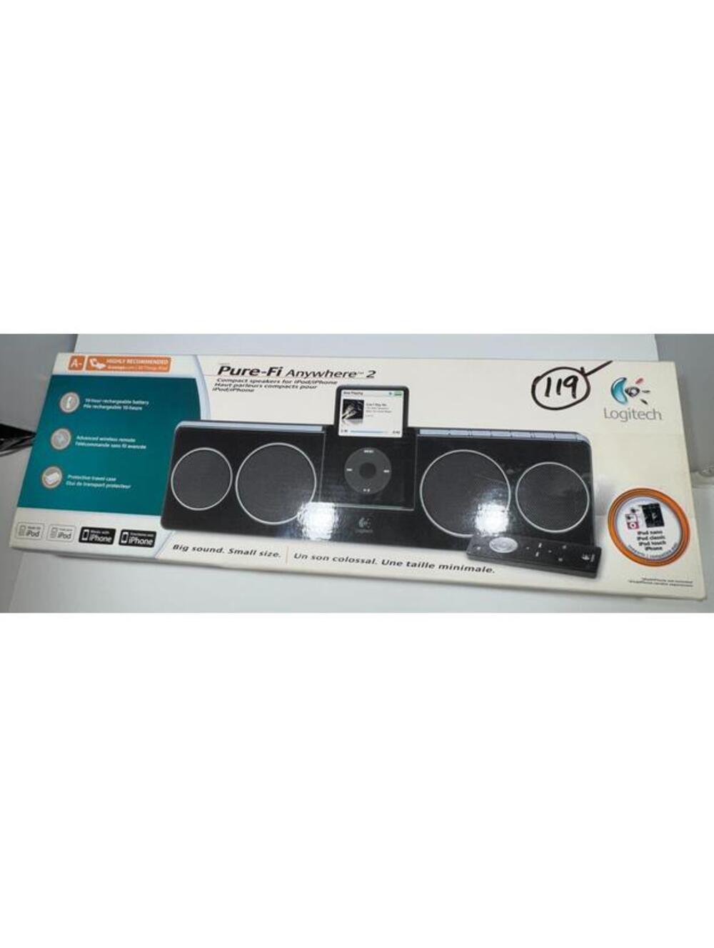 Logitech Pure-Fi Anywhere 2 Portable Speaker Dock for iPod iPhone Black NIB